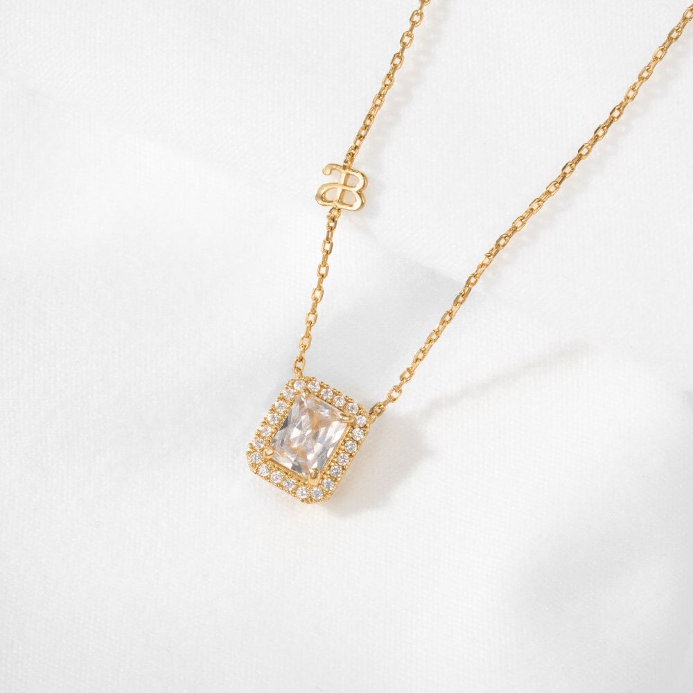 Alicia Bonnie Aurora White Crystal Pendant Gold Necklace